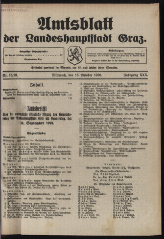 Amtsblatt der landesfürstlichen Hauptstadt Graz 19261015 Seite: 1