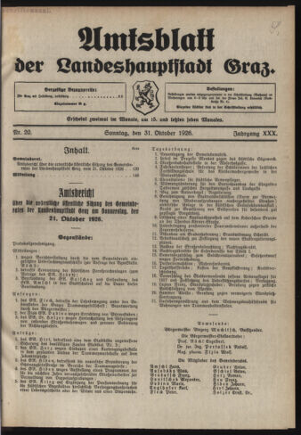 Amtsblatt der landesfürstlichen Hauptstadt Graz 19261031 Seite: 1