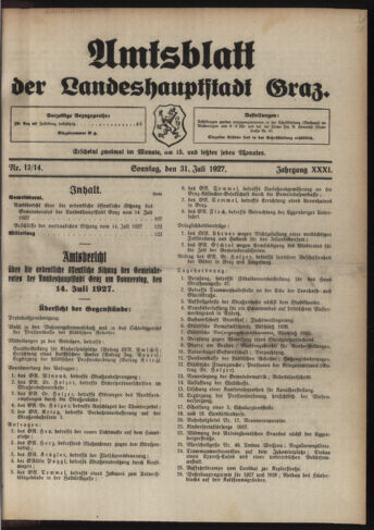 Amtsblatt der landesfürstlichen Hauptstadt Graz 19270731 Seite: 1