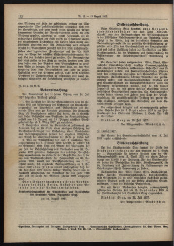 Amtsblatt der landesfürstlichen Hauptstadt Graz 19270815 Seite: 8