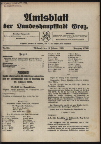 Amtsblatt der landesfürstlichen Hauptstadt Graz 19280215 Seite: 1