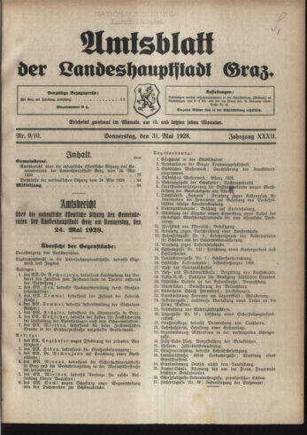 Amtsblatt der landesfürstlichen Hauptstadt Graz 19280531 Seite: 1