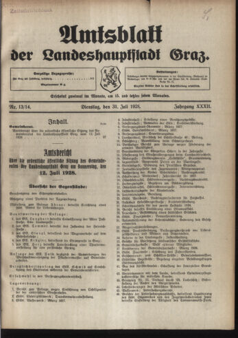 Amtsblatt der landesfürstlichen Hauptstadt Graz 19280731 Seite: 1