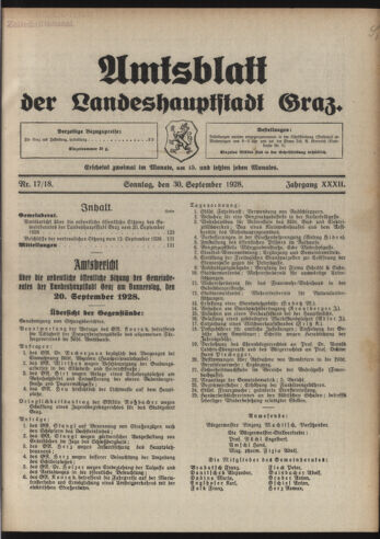 Amtsblatt der landesfürstlichen Hauptstadt Graz 19280930 Seite: 1