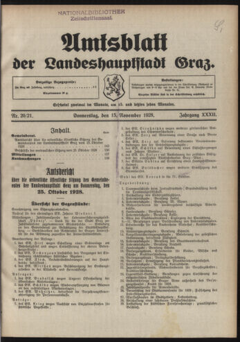 Amtsblatt der landesfürstlichen Hauptstadt Graz 19281115 Seite: 1