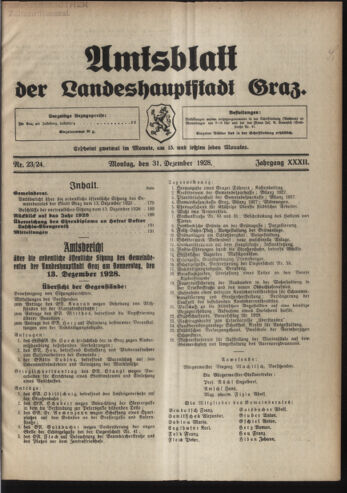 Amtsblatt der landesfürstlichen Hauptstadt Graz 19281231 Seite: 1