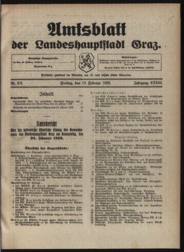 Amtsblatt der landesfürstlichen Hauptstadt Graz 19290215 Seite: 1