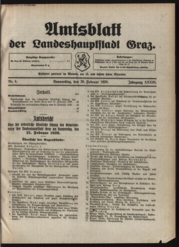 Amtsblatt der landesfürstlichen Hauptstadt Graz 19290228 Seite: 1