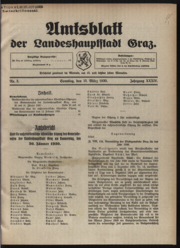 Amtsblatt der landesfürstlichen Hauptstadt Graz 19300315 Seite: 1