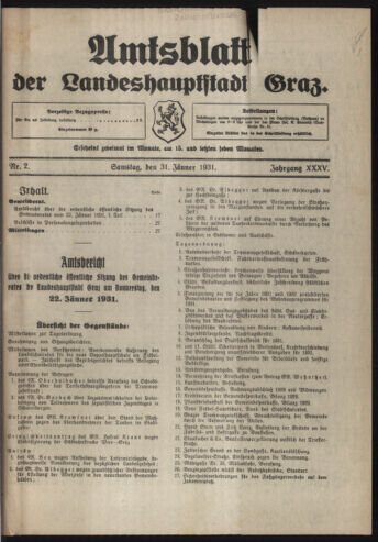 Amtsblatt der landesfürstlichen Hauptstadt Graz 19310131 Seite: 1