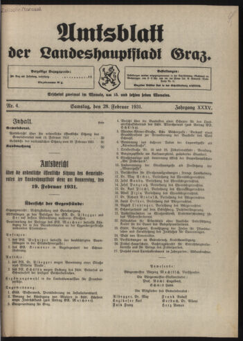 Amtsblatt der landesfürstlichen Hauptstadt Graz 19310228 Seite: 1