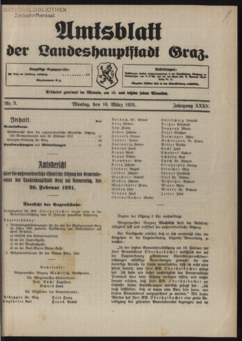 Amtsblatt der landesfürstlichen Hauptstadt Graz 19310316 Seite: 1