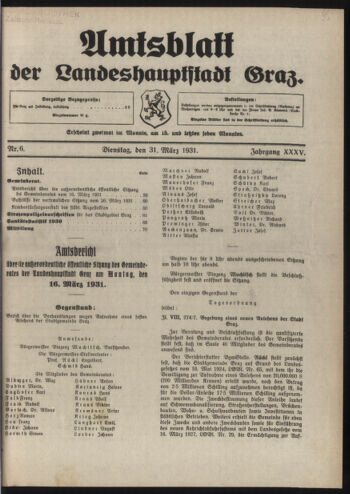 Amtsblatt der landesfürstlichen Hauptstadt Graz 19310331 Seite: 1