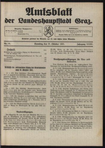 Amtsblatt der landesfürstlichen Hauptstadt Graz 19311031 Seite: 1