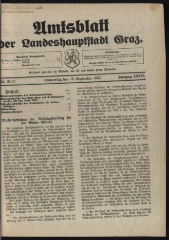 Amtsblatt der landesfürstlichen Hauptstadt Graz 19320915 Seite: 1