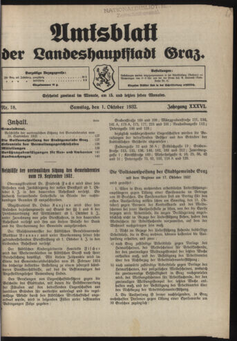 Amtsblatt der landesfürstlichen Hauptstadt Graz 19321001 Seite: 1