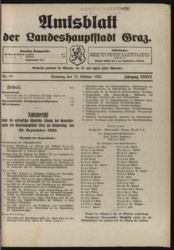 Amtsblatt der landesfürstlichen Hauptstadt Graz 19321015 Seite: 1