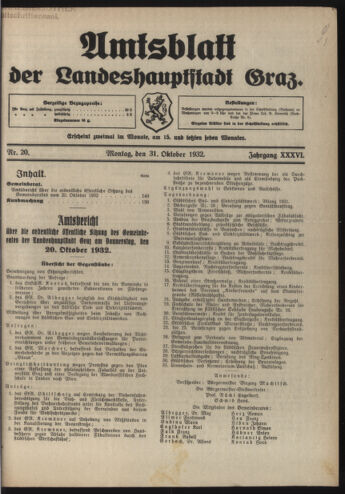 Amtsblatt der landesfürstlichen Hauptstadt Graz 19321031 Seite: 1