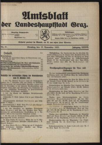 Amtsblatt der landesfürstlichen Hauptstadt Graz 19321115 Seite: 1