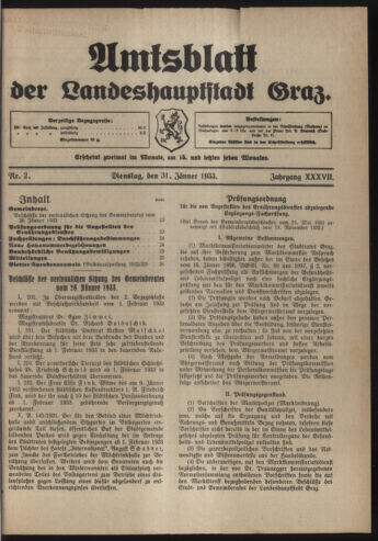 Amtsblatt der landesfürstlichen Hauptstadt Graz 19330131 Seite: 1