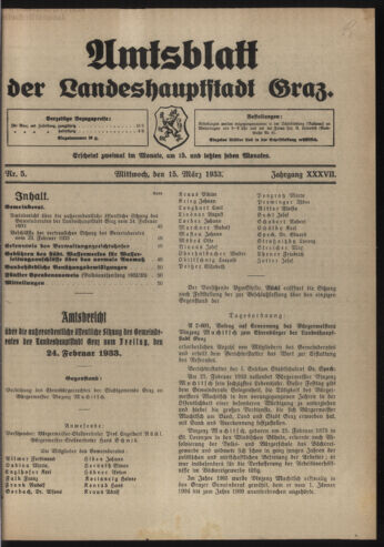 Amtsblatt der landesfürstlichen Hauptstadt Graz 19330315 Seite: 1