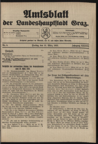 Amtsblatt der landesfürstlichen Hauptstadt Graz 19330331 Seite: 1