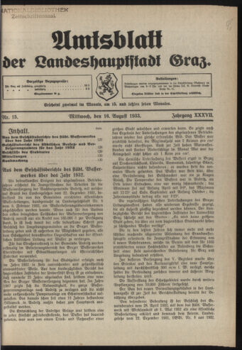 Amtsblatt der landesfürstlichen Hauptstadt Graz 19330816 Seite: 1