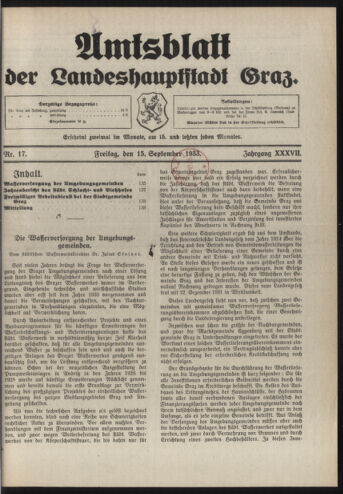 Amtsblatt der landesfürstlichen Hauptstadt Graz 19330915 Seite: 1