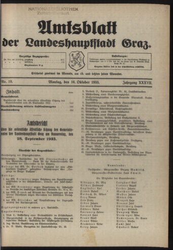 Amtsblatt der landesfürstlichen Hauptstadt Graz 19331016 Seite: 1