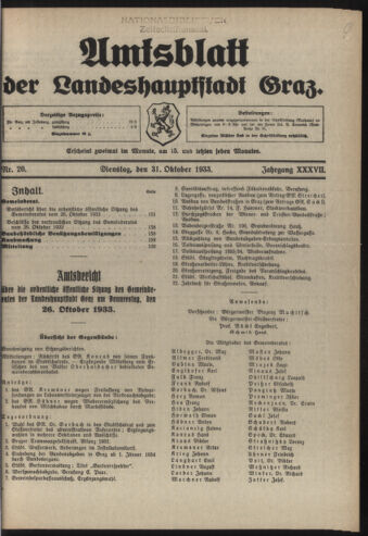 Amtsblatt der landesfürstlichen Hauptstadt Graz 19331031 Seite: 1