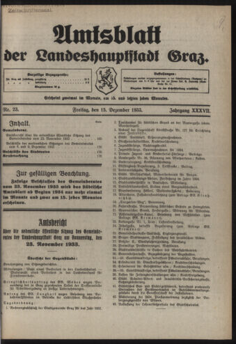 Amtsblatt der landesfürstlichen Hauptstadt Graz 19331215 Seite: 1