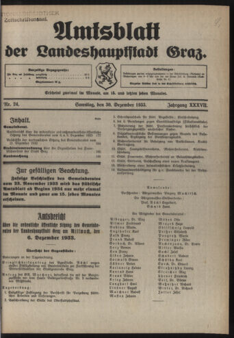 Amtsblatt der landesfürstlichen Hauptstadt Graz 19331230 Seite: 1