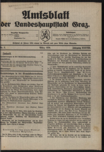 Amtsblatt der landesfürstlichen Hauptstadt Graz 19340315 Seite: 1