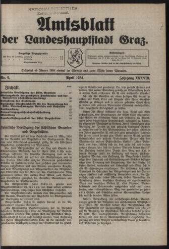 Amtsblatt der landesfürstlichen Hauptstadt Graz 19340415 Seite: 1