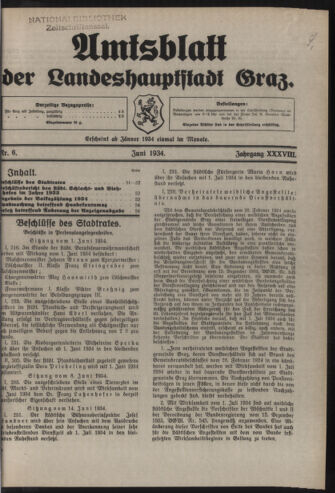 Amtsblatt der landesfürstlichen Hauptstadt Graz 19340615 Seite: 1