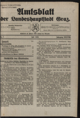 Amtsblatt der landesfürstlichen Hauptstadt Graz 19340715 Seite: 1