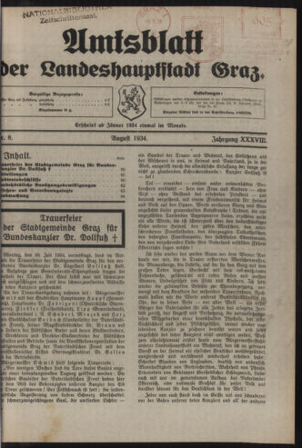 Amtsblatt der landesfürstlichen Hauptstadt Graz 19340815 Seite: 1