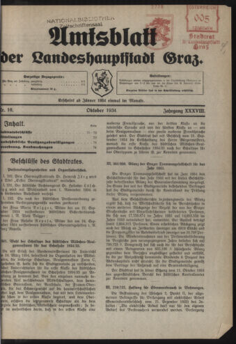 Amtsblatt der landesfürstlichen Hauptstadt Graz 19341015 Seite: 1