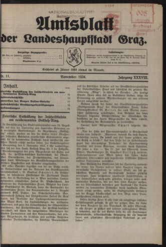 Amtsblatt der landesfürstlichen Hauptstadt Graz 19341115 Seite: 1