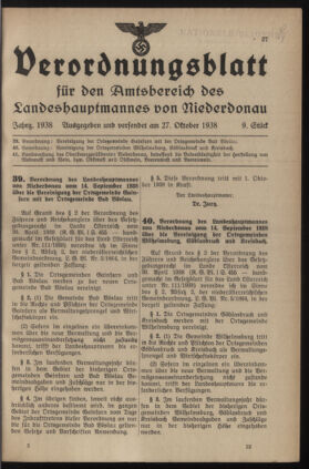 Verordnungsblatt für den Amtsbereich des Landeshauptmannes von Niederdonau 19381027 Seite: 1