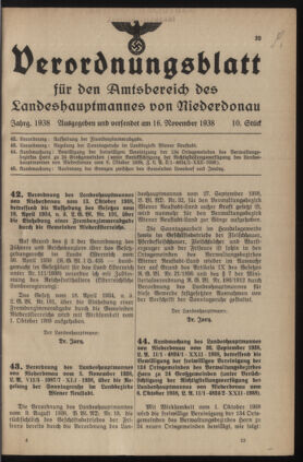 Verordnungsblatt für den Amtsbereich des Landeshauptmannes von Niederdonau 19381116 Seite: 1