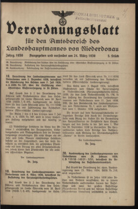 Verordnungsblatt für den Amtsbereich des Landeshauptmannes von Niederdonau 19390324 Seite: 1