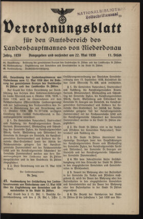 Verordnungsblatt für den Amtsbereich des Landeshauptmannes von Niederdonau 19390522 Seite: 1