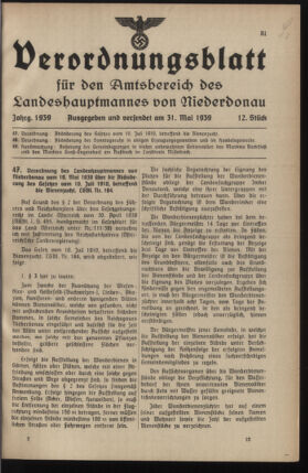 Verordnungsblatt für den Amtsbereich des Landeshauptmannes von Niederdonau