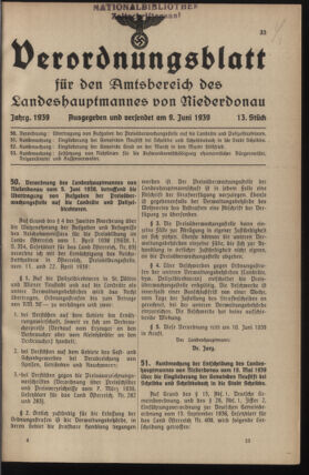 Verordnungsblatt für den Amtsbereich des Landeshauptmannes von Niederdonau 19390609 Seite: 1