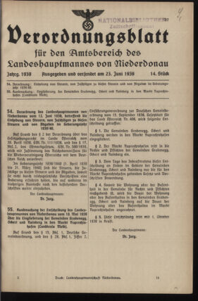 Verordnungsblatt für den Amtsbereich des Landeshauptmannes von Niederdonau 19390623 Seite: 1