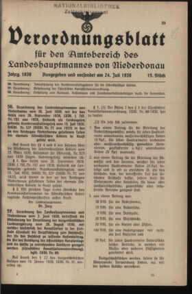 Verordnungsblatt für den Amtsbereich des Landeshauptmannes von Niederdonau 19390724 Seite: 1