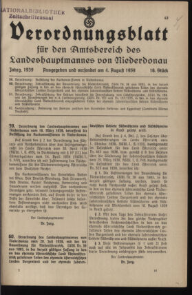 Verordnungsblatt für den Amtsbereich des Landeshauptmannes von Niederdonau 19390804 Seite: 1