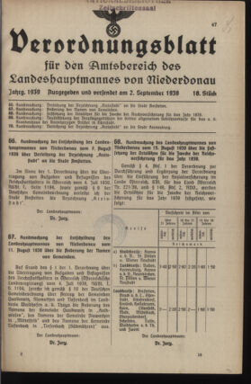 Verordnungsblatt für den Amtsbereich des Landeshauptmannes von Niederdonau 19390902 Seite: 1