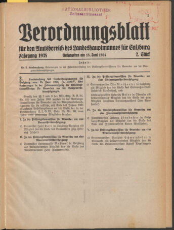 Verordnungsblatt für den Amtsbereich des Landeshauptmannes für Salzburg 19380618 Seite: 1